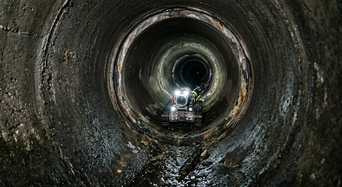 Robotic sewer camera inspecting pipe interior for Sewer Line Repair in Louisburg
